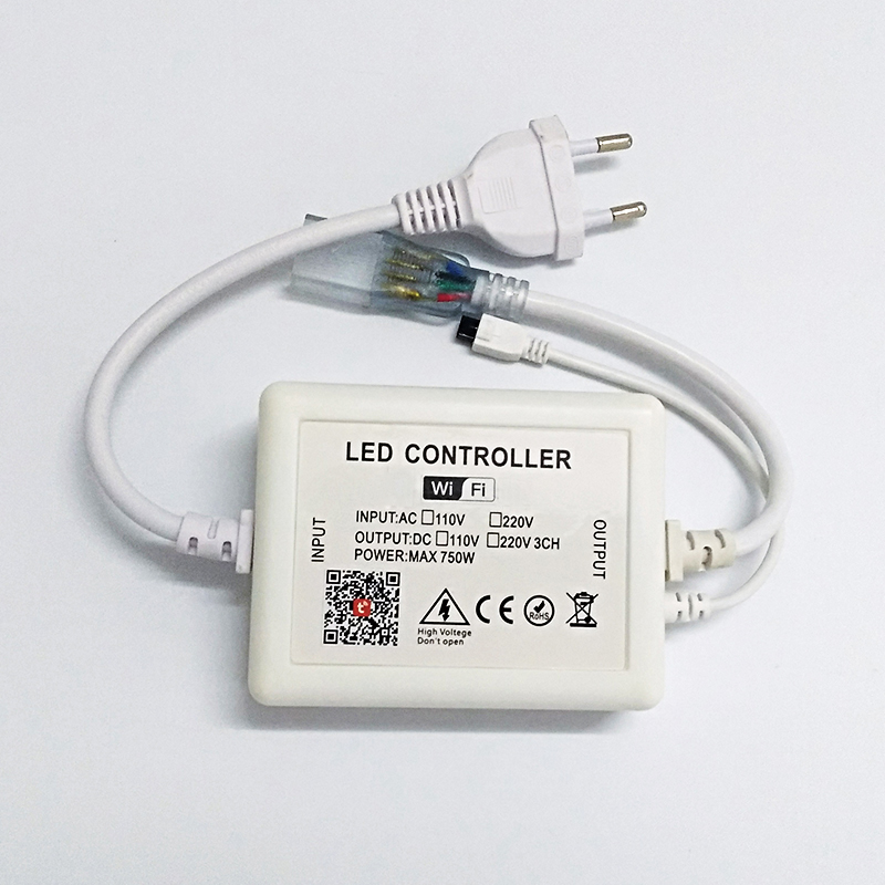 AC110V-220V WiFi High Voltage RGB LED Controller, 500W/750W Work With IR Remote, Amazon Alexa, Google Assistant, IFTTT and Smart Life